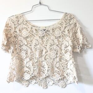 Streetwear Society Cream Lace Crop Top Size S